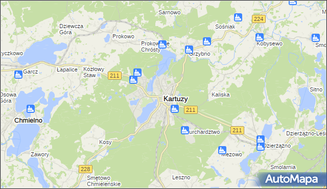 mapa Kartuzy, Kartuzy na mapie Targeo