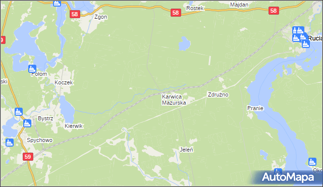 mapa Karwica Mazurska, Karwica Mazurska na mapie Targeo