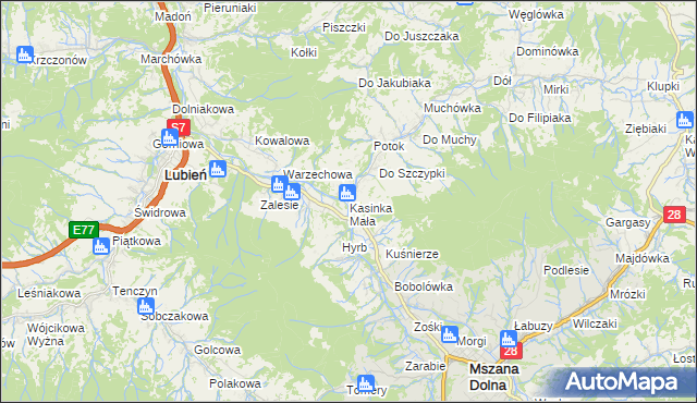 mapa Kasinka Mała, Kasinka Mała na mapie Targeo