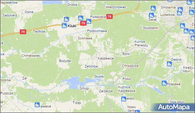 mapa Kaszewice, Kaszewice na mapie Targeo