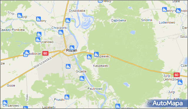 mapa Kaszewiec gmina Goworowo, Kaszewiec gmina Goworowo na mapie Targeo