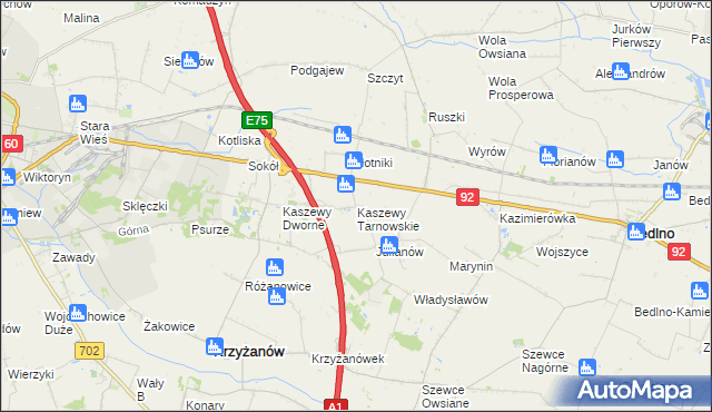 mapa Kaszewy Tarnowskie, Kaszewy Tarnowskie na mapie Targeo