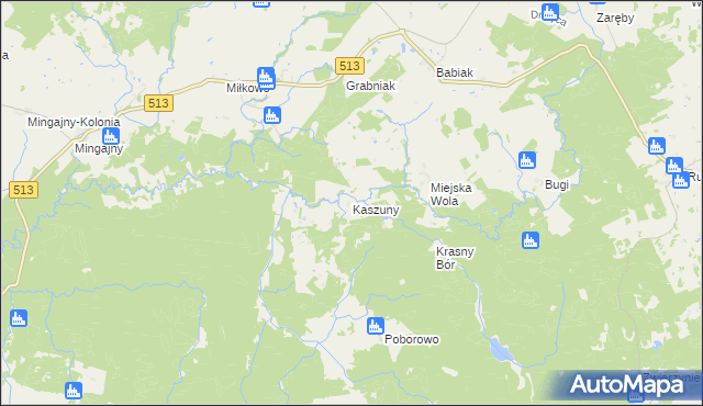 mapa Kaszuny, Kaszuny na mapie Targeo