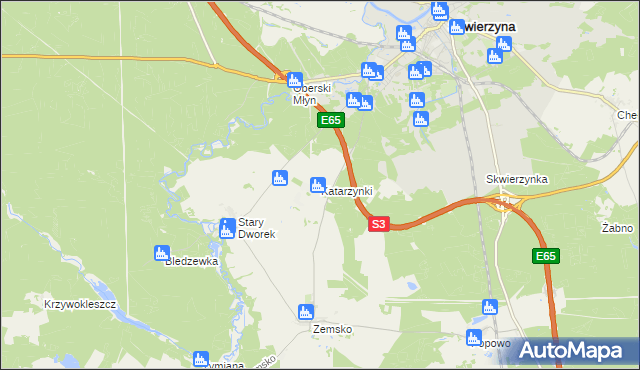 mapa Katarzynki gmina Bledzew, Katarzynki gmina Bledzew na mapie Targeo