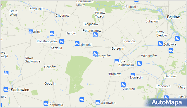 mapa Katarzynów gmina Błędów, Katarzynów gmina Błędów na mapie Targeo