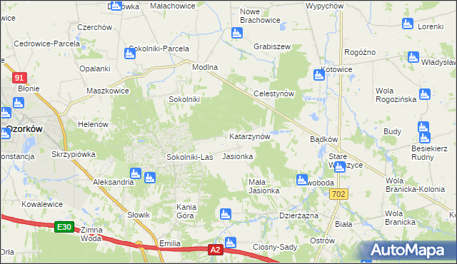 mapa Katarzynów gmina Ozorków, Katarzynów gmina Ozorków na mapie Targeo