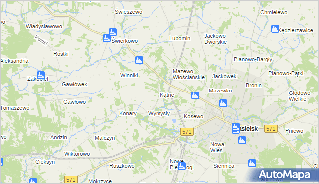 mapa Kątne gmina Nasielsk, Kątne gmina Nasielsk na mapie Targeo