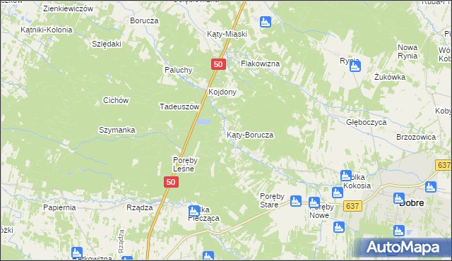 mapa Kąty-Borucza, Kąty-Borucza na mapie Targeo