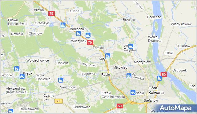 mapa Kąty gmina Góra Kalwaria, Kąty gmina Góra Kalwaria na mapie Targeo