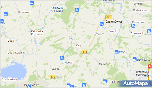 mapa Kąty gmina Jasionówka, Kąty gmina Jasionówka na mapie Targeo