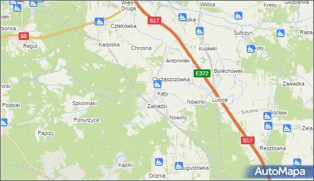 mapa Kąty gmina Kołbiel, Kąty gmina Kołbiel na mapie Targeo