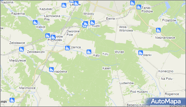 mapa Kąty gmina Włoszczowa, Kąty gmina Włoszczowa na mapie Targeo