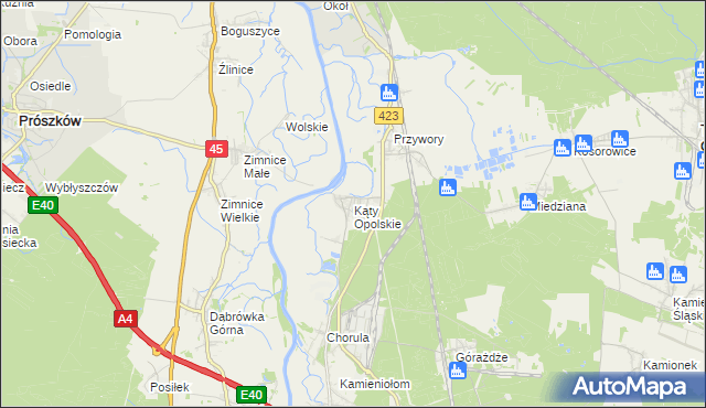 mapa Kąty Opolskie, Kąty Opolskie na mapie Targeo