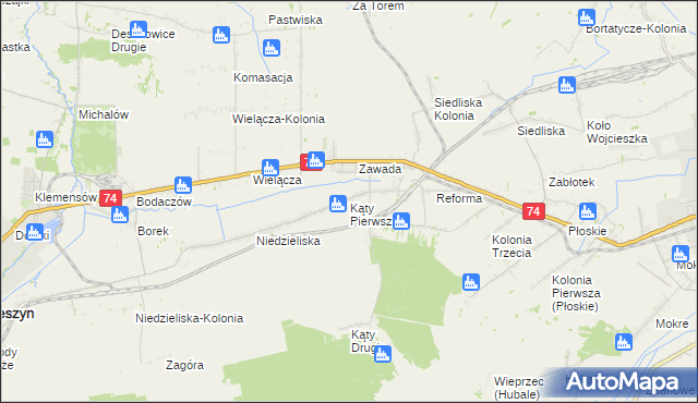 mapa Kąty Pierwsze, Kąty Pierwsze na mapie Targeo