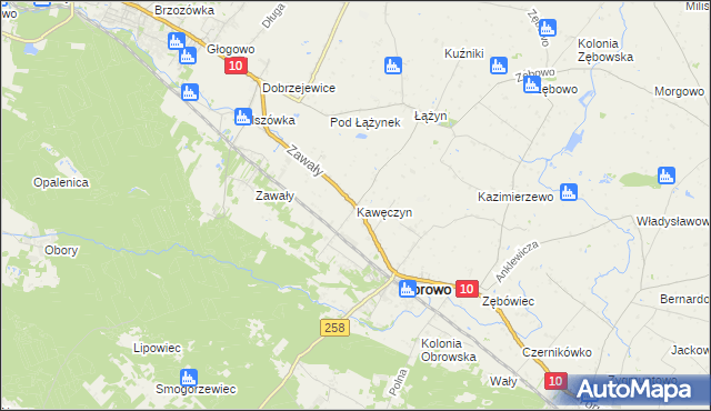 mapa Kawęczyn gmina Obrowo, Kawęczyn gmina Obrowo na mapie Targeo
