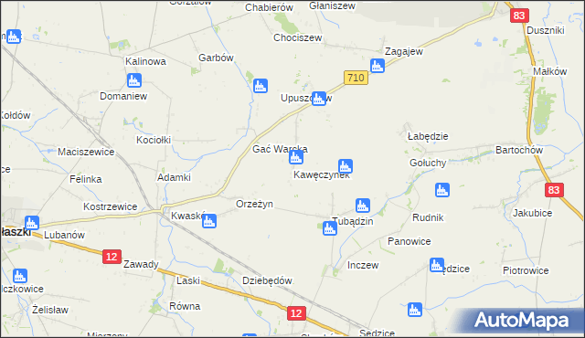 mapa Kawęczynek gmina Warta, Kawęczynek gmina Warta na mapie Targeo