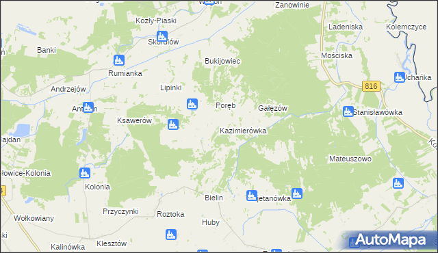 mapa Kazimierówka gmina Żmudź, Kazimierówka gmina Żmudź na mapie Targeo