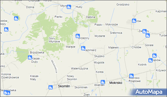 mapa Kazimierz gmina Skomlin, Kazimierz gmina Skomlin na mapie Targeo