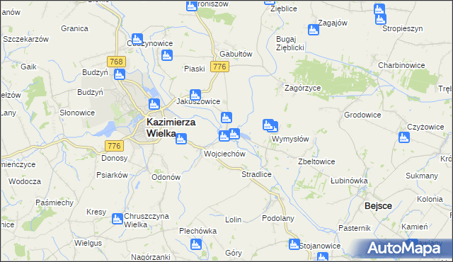 mapa Kazimierza Mała, Kazimierza Mała na mapie Targeo