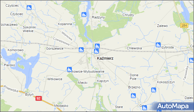 mapa Kaźmierz, Kaźmierz na mapie Targeo