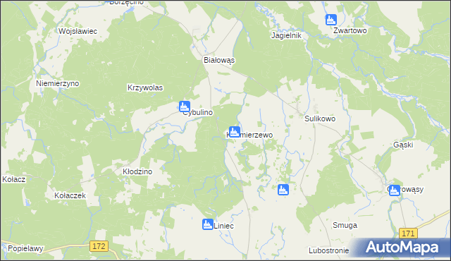 mapa Kaźmierzewo gmina Barwice, Kaźmierzewo gmina Barwice na mapie Targeo