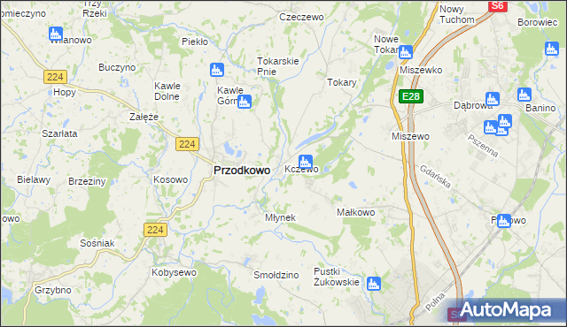 mapa Kczewo gmina Przodkowo, Kczewo gmina Przodkowo na mapie Targeo