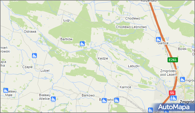 mapa Kędzie gmina Żmigród, Kędzie gmina Żmigród na mapie Targeo