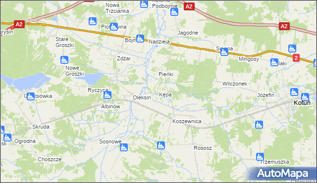 mapa Kępa gmina Kotuń, Kępa gmina Kotuń na mapie Targeo