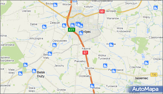 mapa Kępina gmina Grójec, Kępina gmina Grójec na mapie Targeo