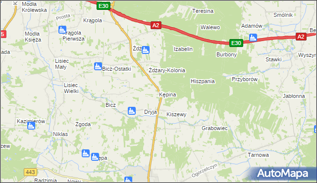 mapa Kępina gmina Tuliszków, Kępina gmina Tuliszków na mapie Targeo