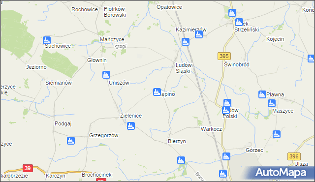 mapa Kępino gmina Borów, Kępino gmina Borów na mapie Targeo