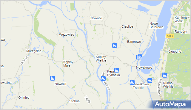 mapa Kępiny Wielkie, Kępiny Wielkie na mapie Targeo