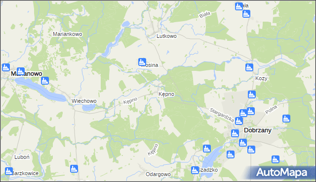 mapa Kępno gmina Dobrzany, Kępno gmina Dobrzany na mapie Targeo