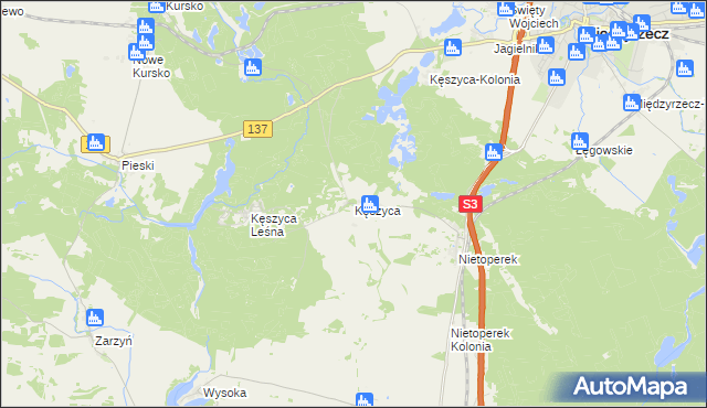 mapa Kęszyca, Kęszyca na mapie Targeo