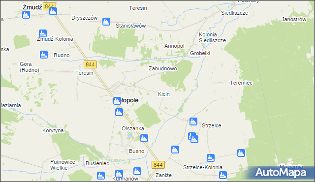 mapa Kicin gmina Białopole, Kicin gmina Białopole na mapie Targeo