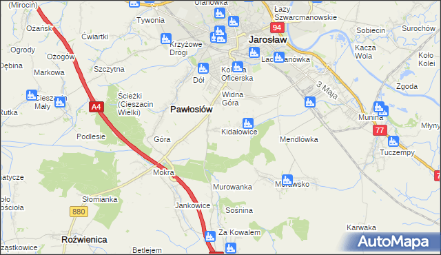 mapa Kidałowice, Kidałowice na mapie Targeo