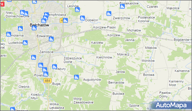 mapa Kielchinów, Kielchinów na mapie Targeo