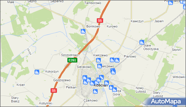 mapa Kiełczewo, Kiełczewo na mapie Targeo