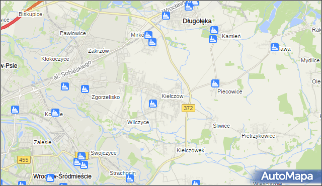 mapa Kiełczów, Kiełczów na mapie Targeo