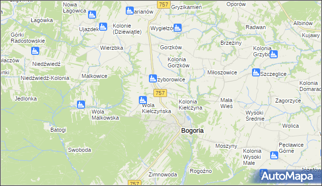 mapa Kiełczyna, Kiełczyna na mapie Targeo