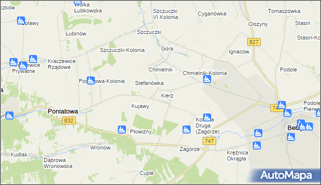 mapa Kierz gmina Bełżyce, Kierz gmina Bełżyce na mapie Targeo