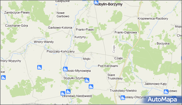 mapa Kierzki gmina Kobylin-Borzymy, Kierzki gmina Kobylin-Borzymy na mapie Targeo