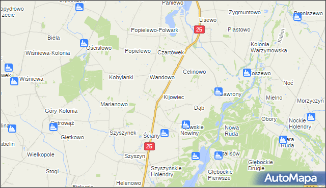 mapa Kijowiec gmina Ślesin, Kijowiec gmina Ślesin na mapie Targeo