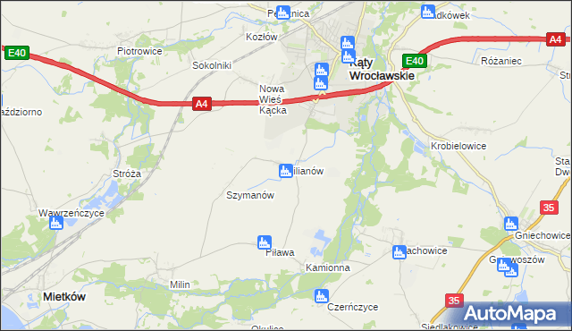 mapa Kilianów, Kilianów na mapie Targeo