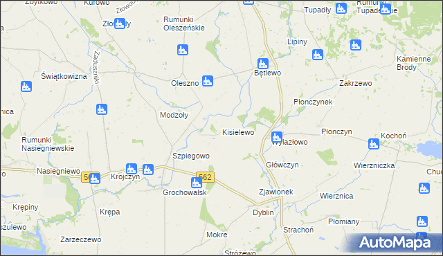 mapa Kisielewo gmina Dobrzyń nad Wisłą, Kisielewo gmina Dobrzyń nad Wisłą na mapie Targeo