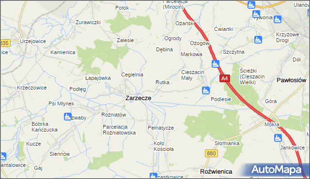 mapa Kisielów gmina Zarzecze, Kisielów gmina Zarzecze na mapie Targeo