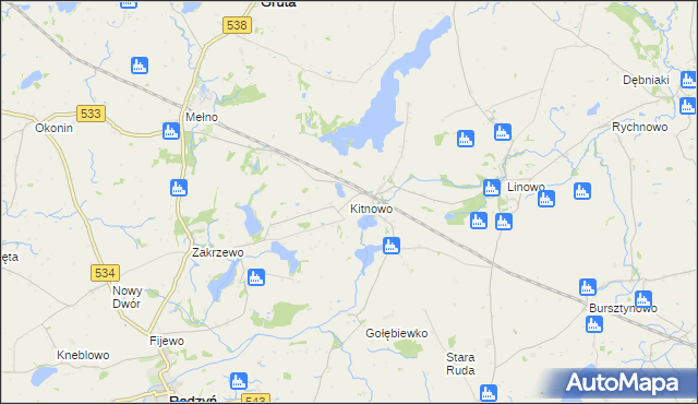 mapa Kitnowo gmina Gruta, Kitnowo gmina Gruta na mapie Targeo