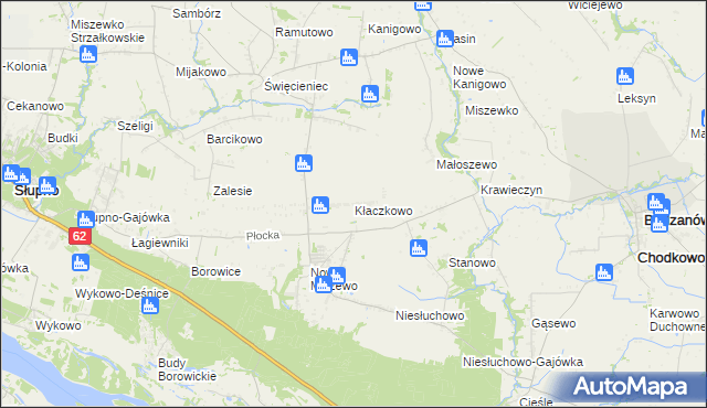 mapa Kłaczkowo, Kłaczkowo na mapie Targeo