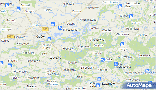 mapa Klęczana, Klęczana na mapie Targeo