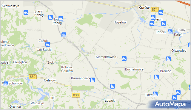 mapa Klementowice, Klementowice na mapie Targeo